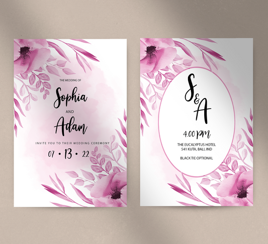 Bright Pink Floral-Invitation