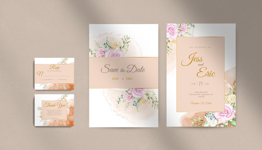 Floral Watercolor Invitation Suite