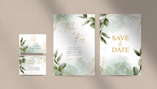 Gold Greenery Invitation Suite