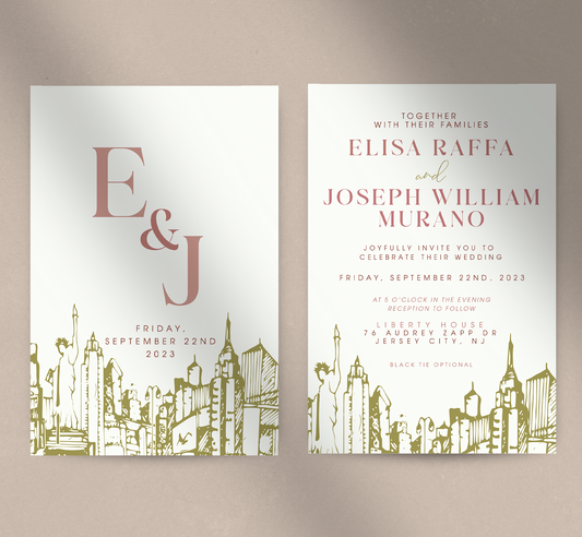 Ivory and Gold Cityscape-Invitation