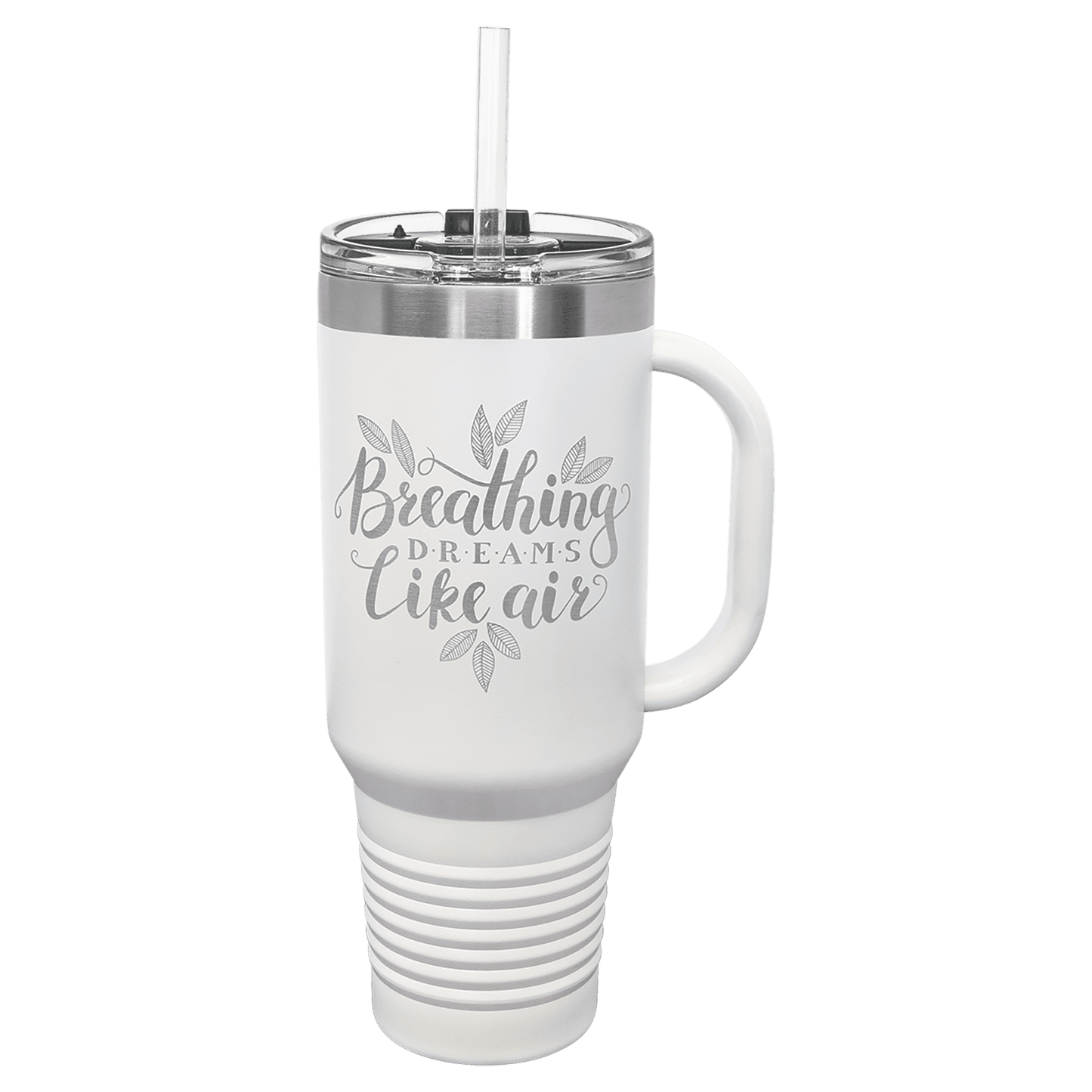 White Polar Camel 40 oz. Travel Mug with Straw and Snap Lid