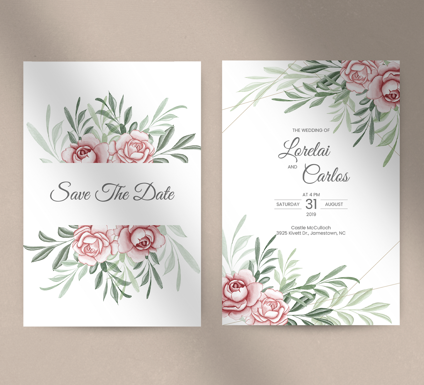 Mauve Roses-Invitation