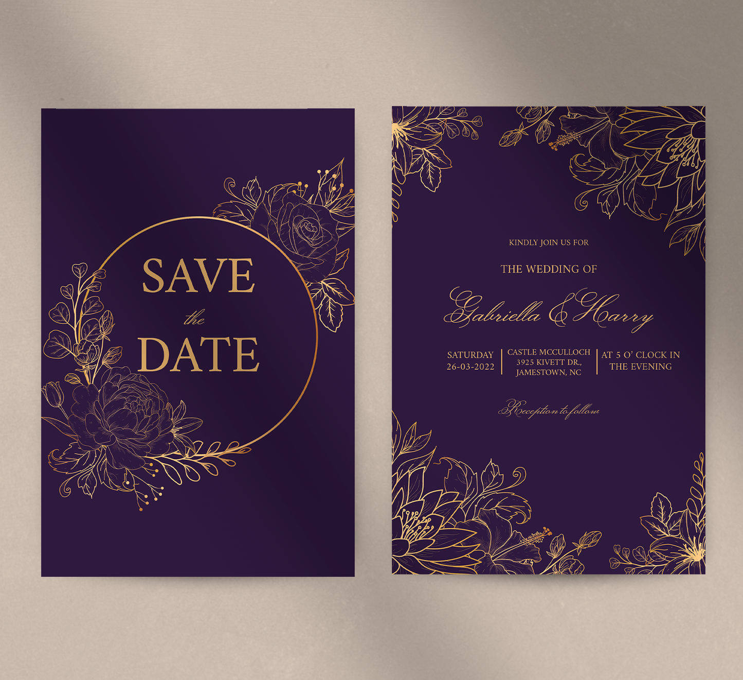 Navy and Gold-Invitation