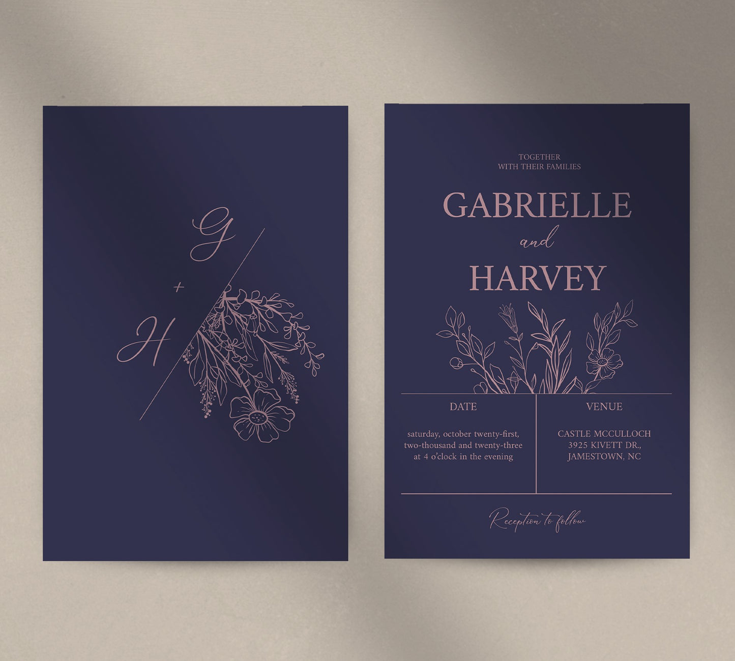 Navy and Pink Minimalist-Invitation