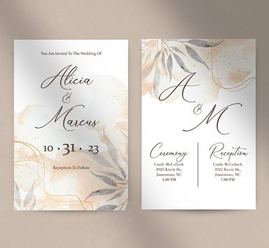 Neutral Watercolor Splash-Invitation