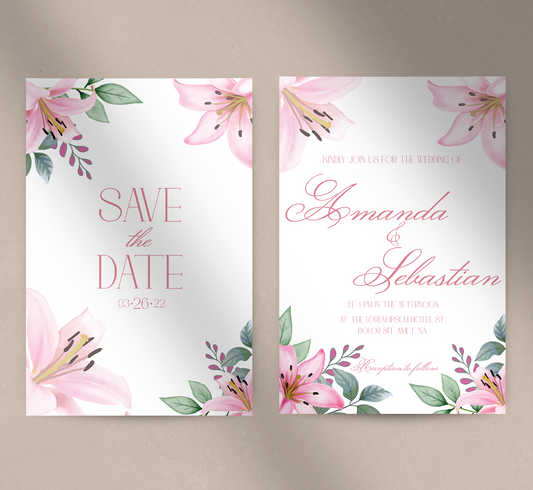 Pink Lillies-Invitation